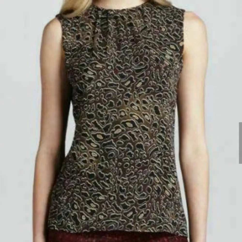Tory Burch 100% Silk Blouse Womens 0 Brown Leopard Print Sleeveless Back Luxury